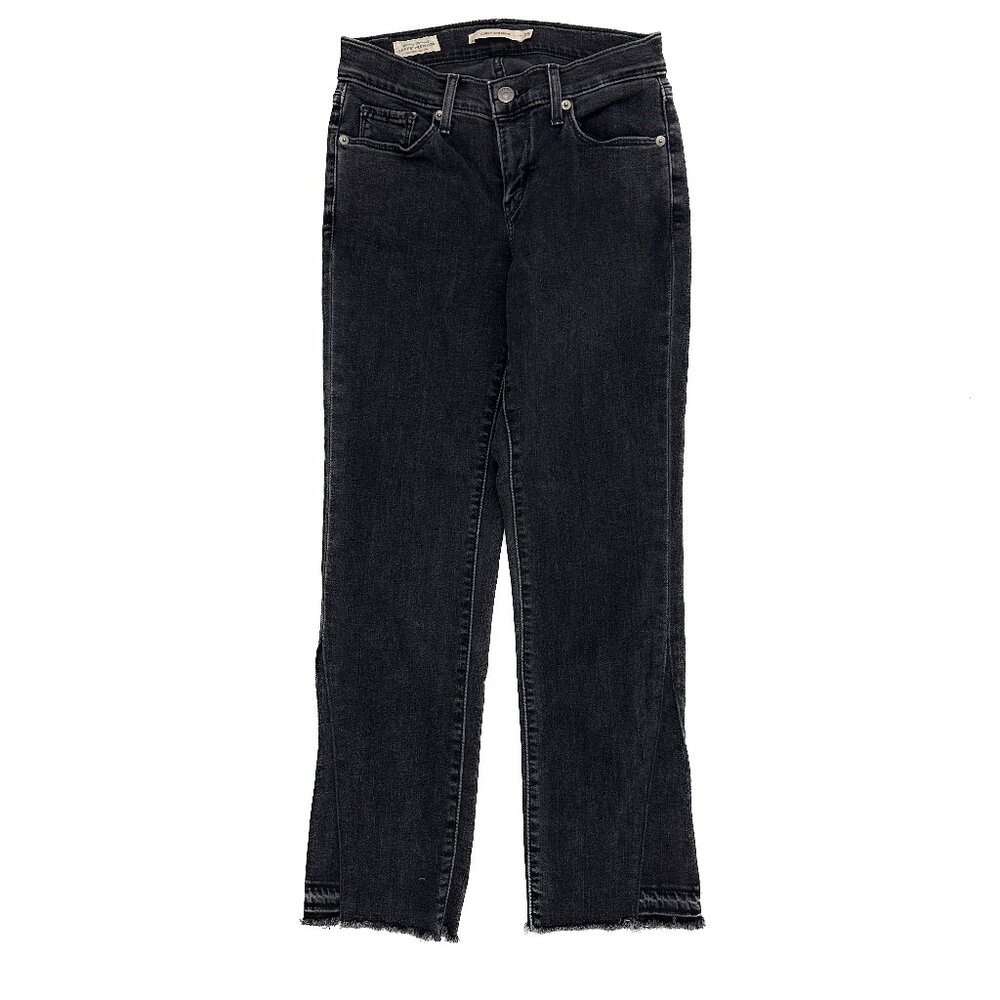 Levi's Curvy‎ Straight Raw Hem Women's size 25 Black Denim Jeans